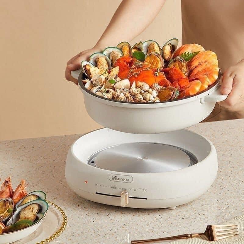 Nồi Bear 3 in 1 lẩu - nướng - hấp dung tích 4L