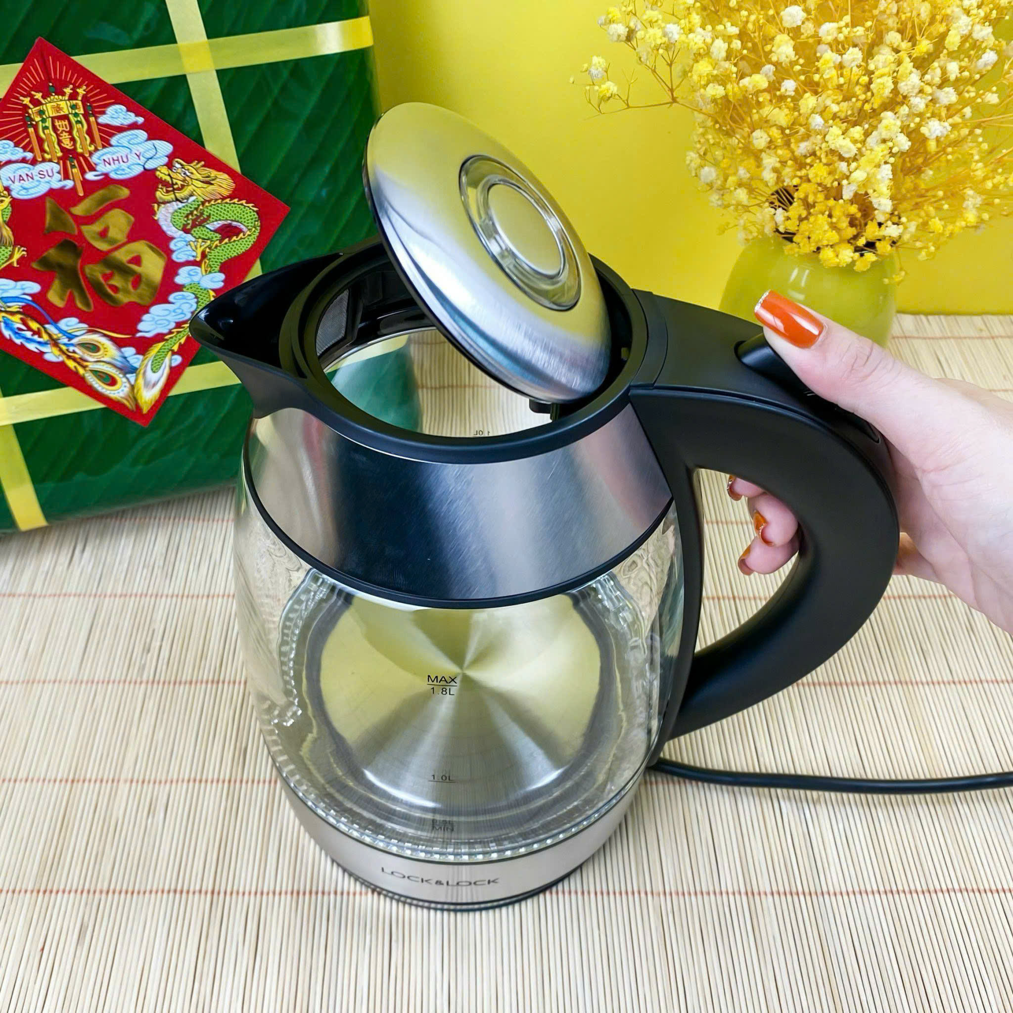 Ấm siêu tốc thủy tinh 1.8L Lock&Lock EJK418