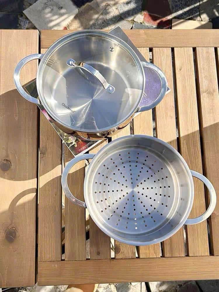 Bộ nồi xửng hấp siêu xinh size 20cm Chockmen, inox 18/10, đáy liền nguyên khối
