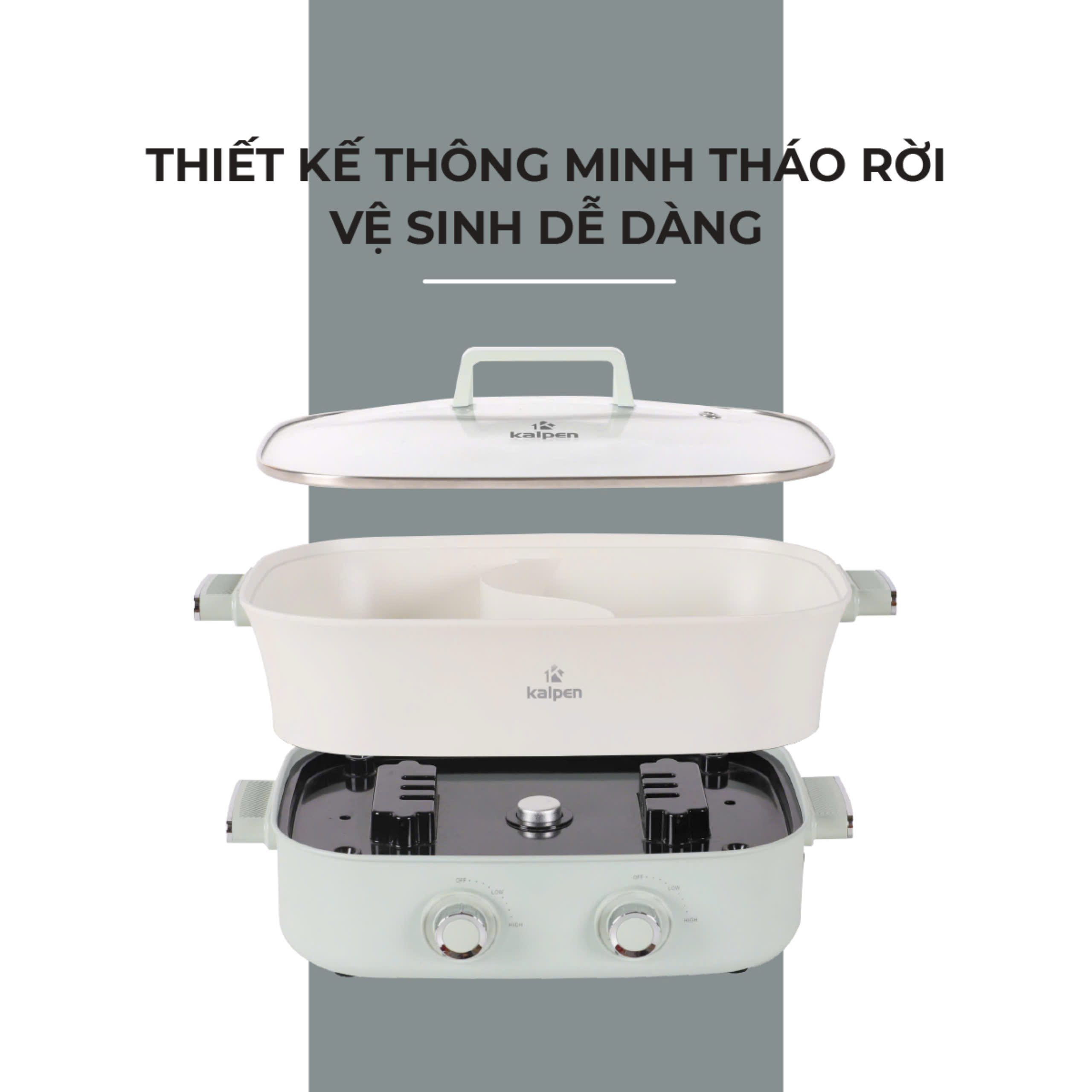 BẾP LẨU - NƯỚNG 2 NGĂN ĐA NĂNG KALPEN 6.5L PP66