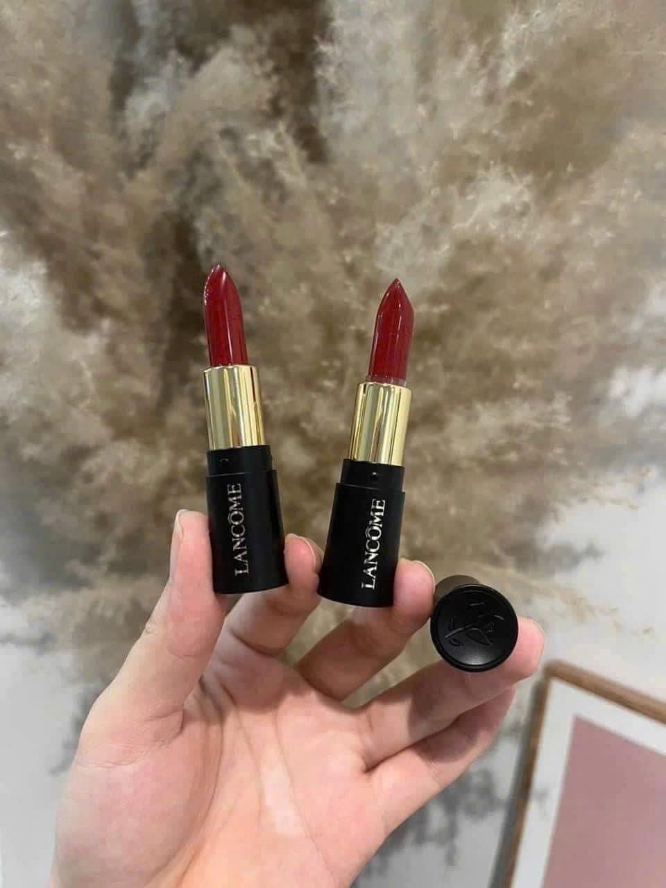 Son Lancome 196 French Touch đỏ cam cháy mini unbox