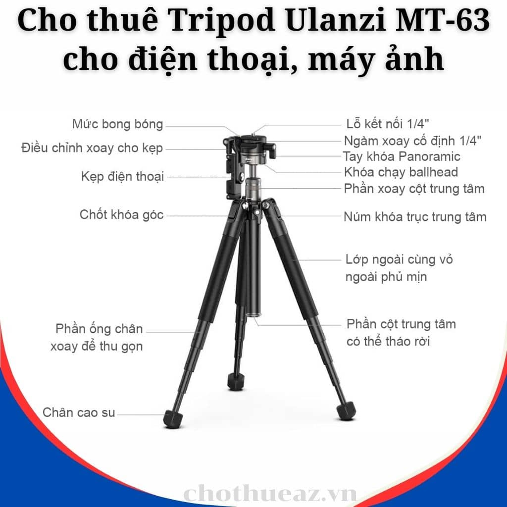 Cho thuê Tripod Ulanzi MT-63 cho điện thoại, máy ảnh