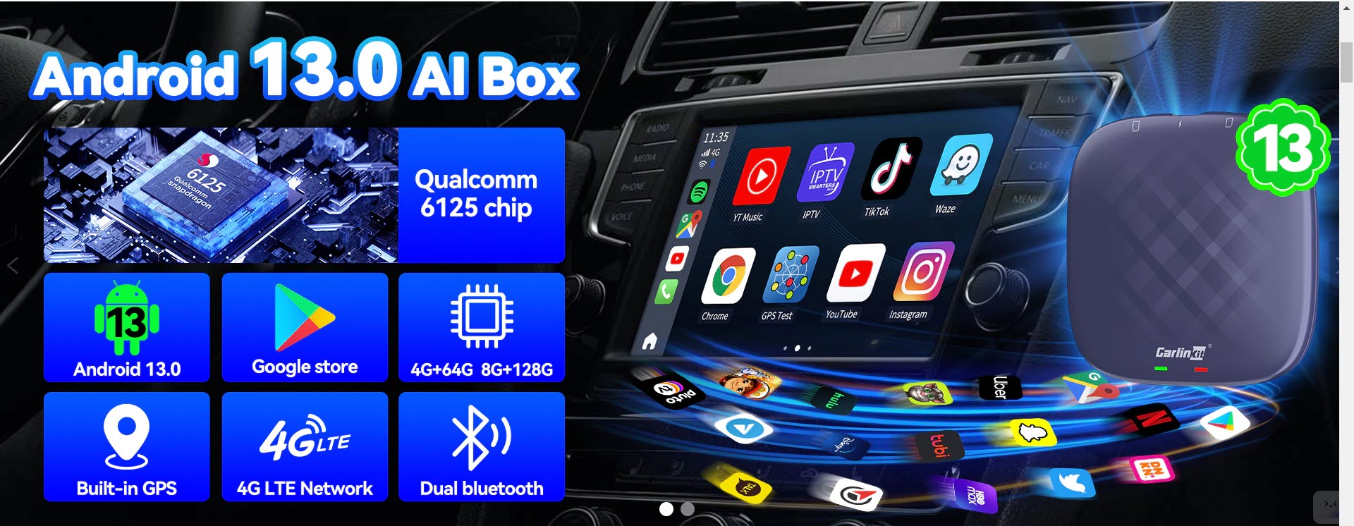 CarlinKit Tbox Plus cho phép nâng cấp từ Android 12 lên Android 13