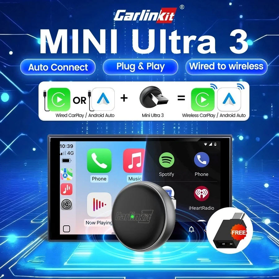 Carlinkit Mini Ultra 3 – Nâng Cấp CarPlay & Android Auto Không Dây Chuẩn Nhất 2025