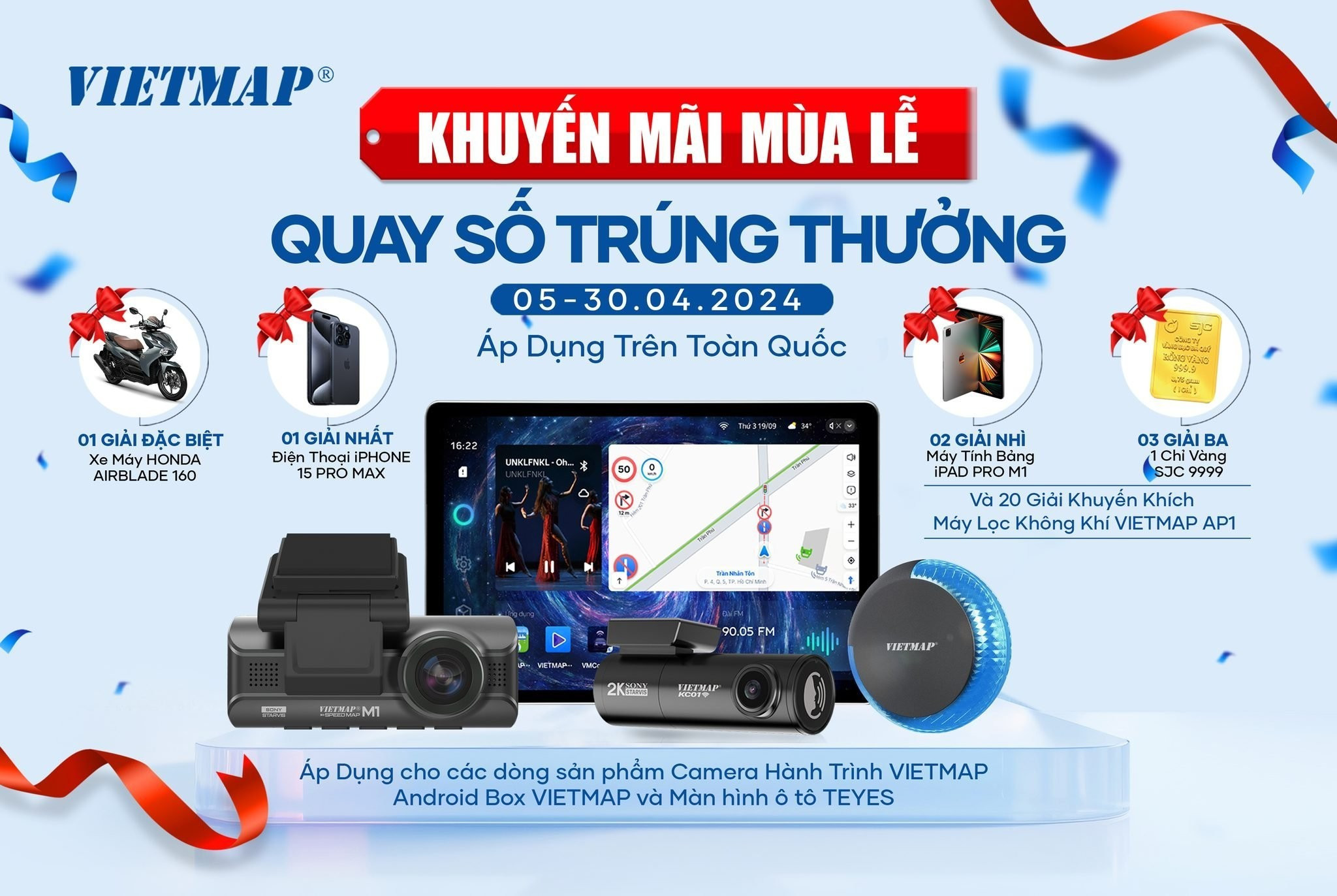 VIETMAP: KHUYẾN MÃI MÙA LỄ - QUAY SỐ TRÚNG THƯỞNG