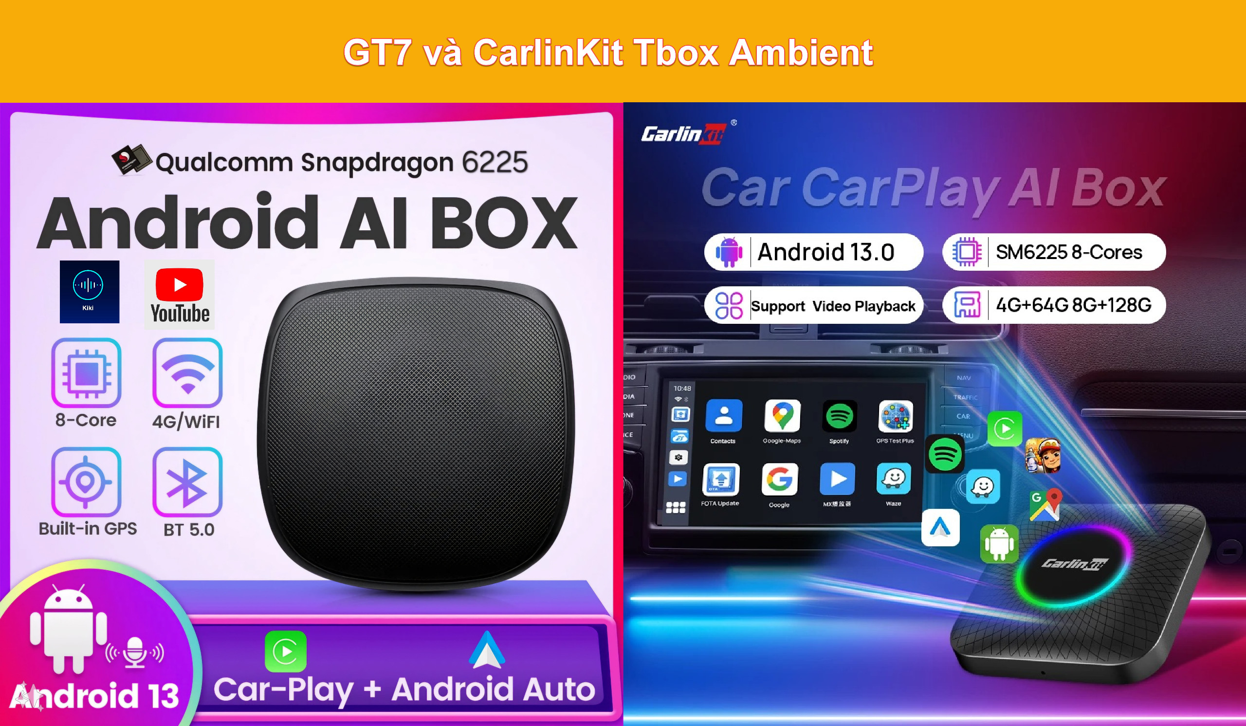 So sánh chi tiết Android Box GT7 và Carlinkit Tbox Ambient