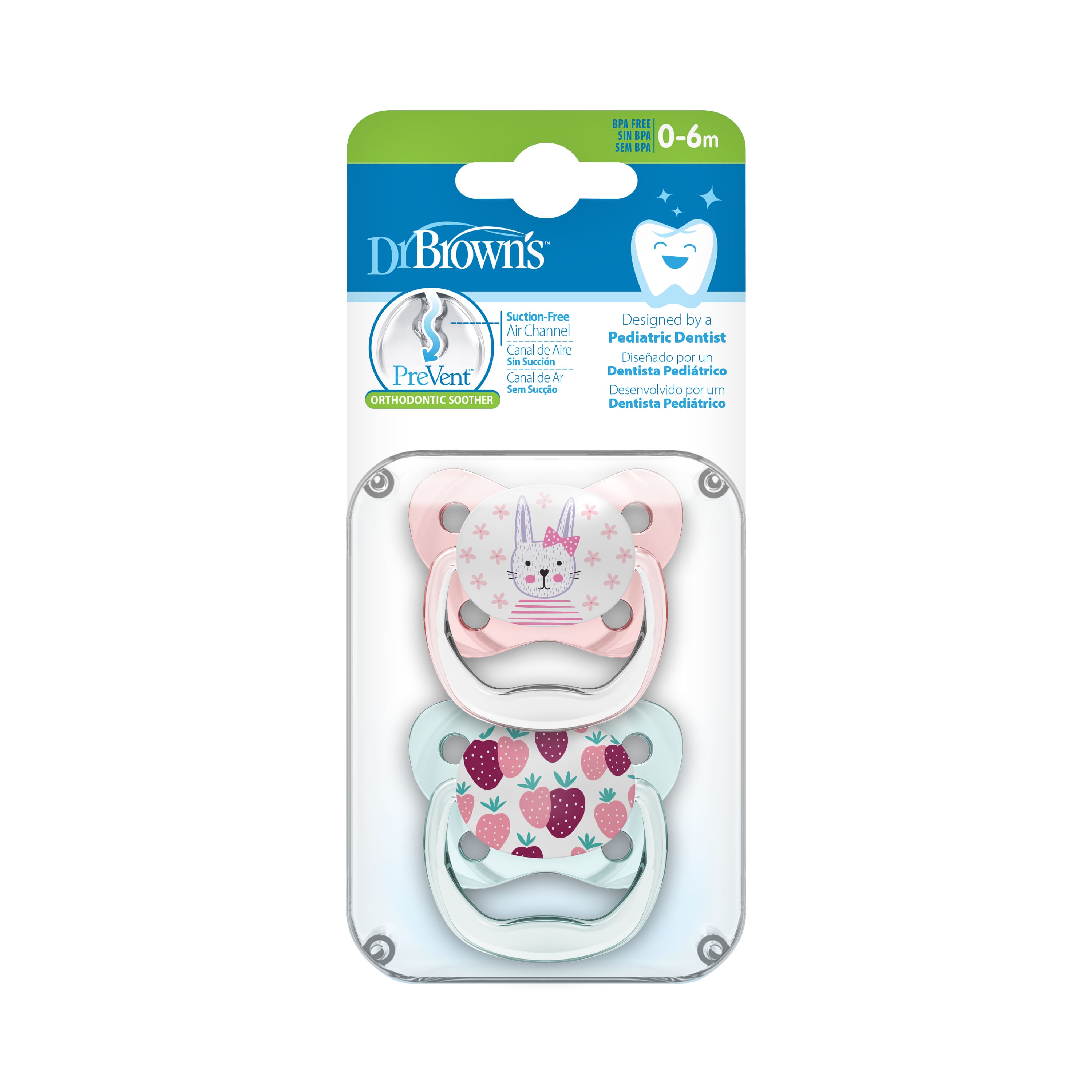 Bộ 2 ty ngậm Prevent Dr.Browns , dành cho bé từ 0-6M, 6-18M