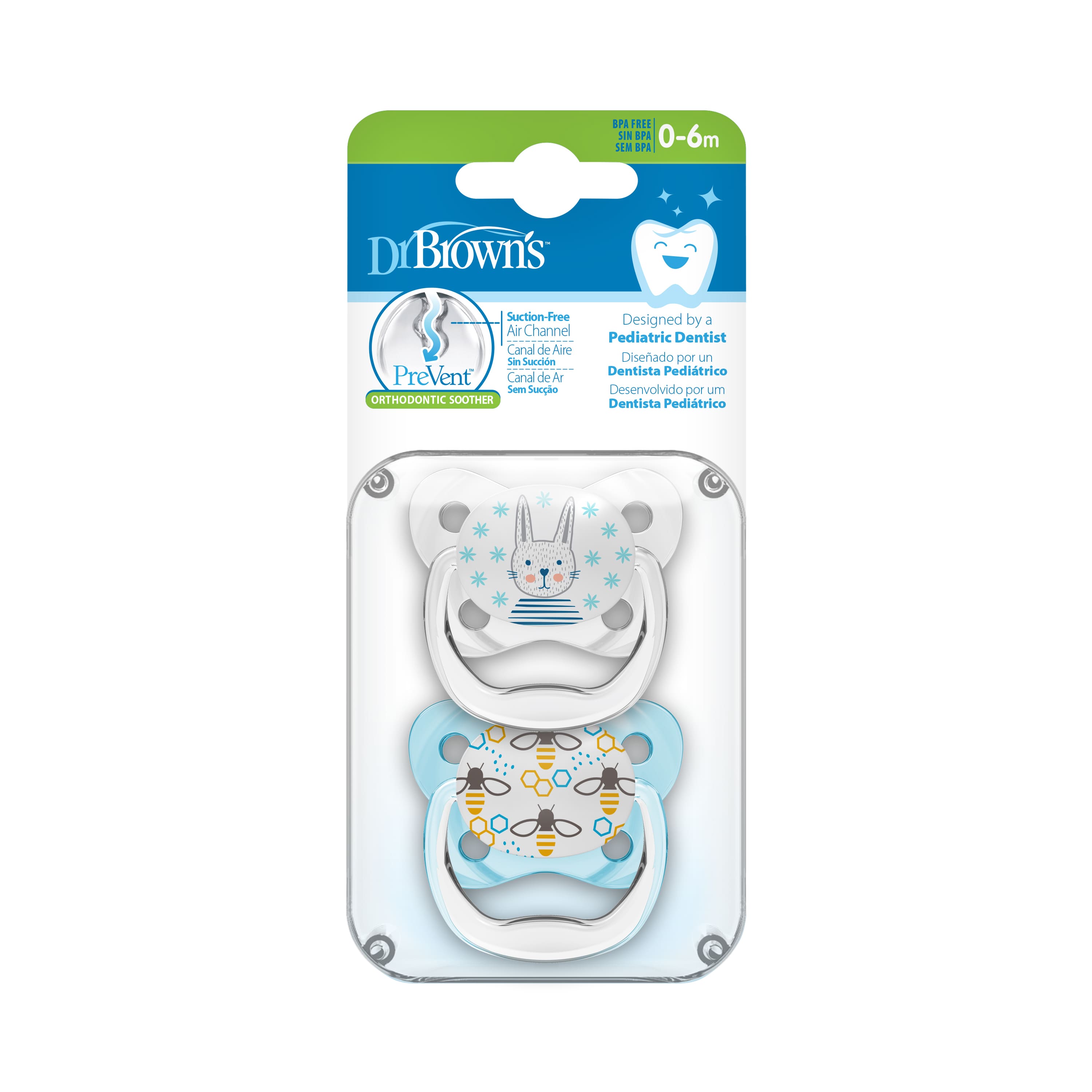 Bộ 2 ty ngậm Prevent Dr.Browns , dành cho bé từ 0-6M, 6-18M