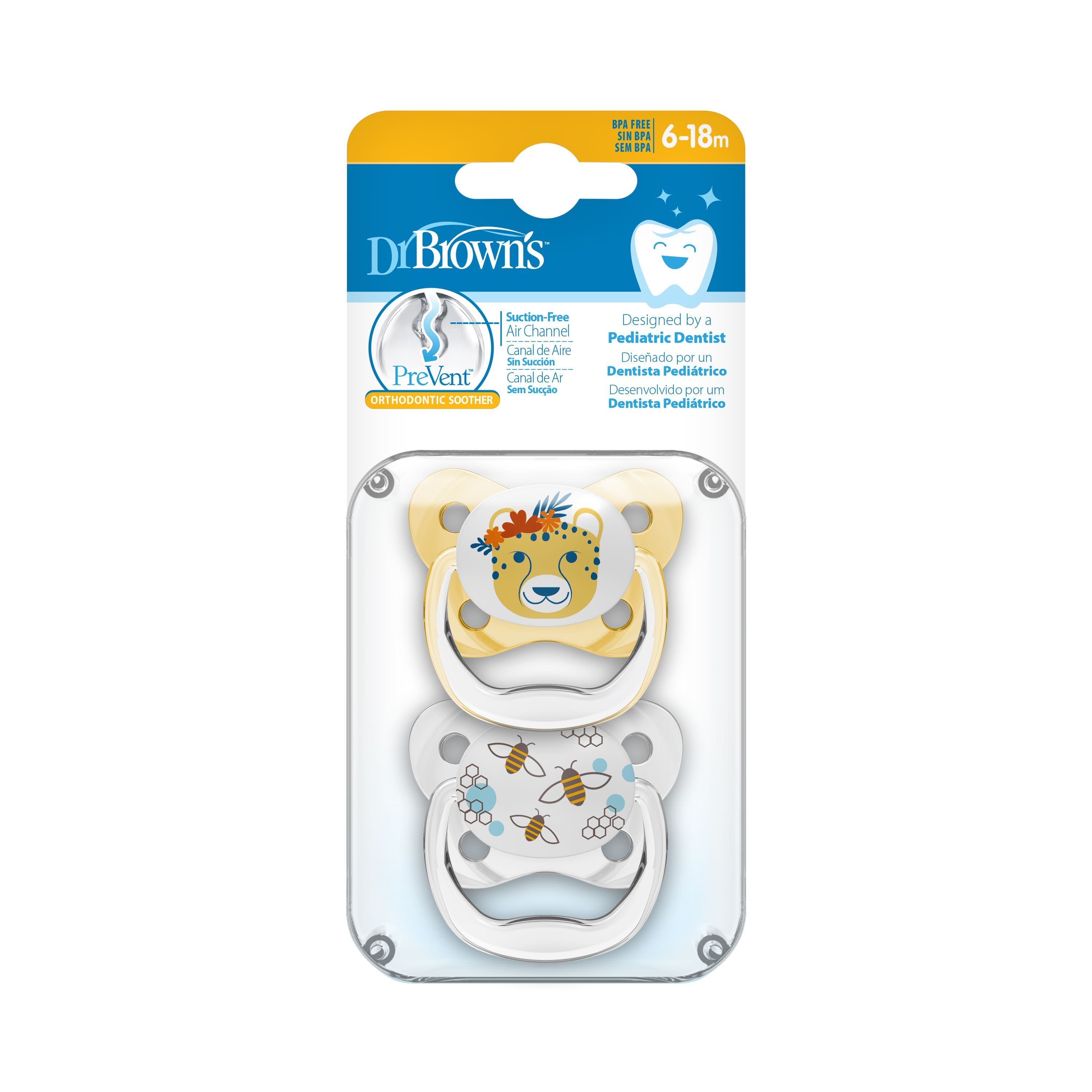 Bộ 2 ty ngậm Prevent Dr.Browns , dành cho bé từ 0-6M, 6-18M