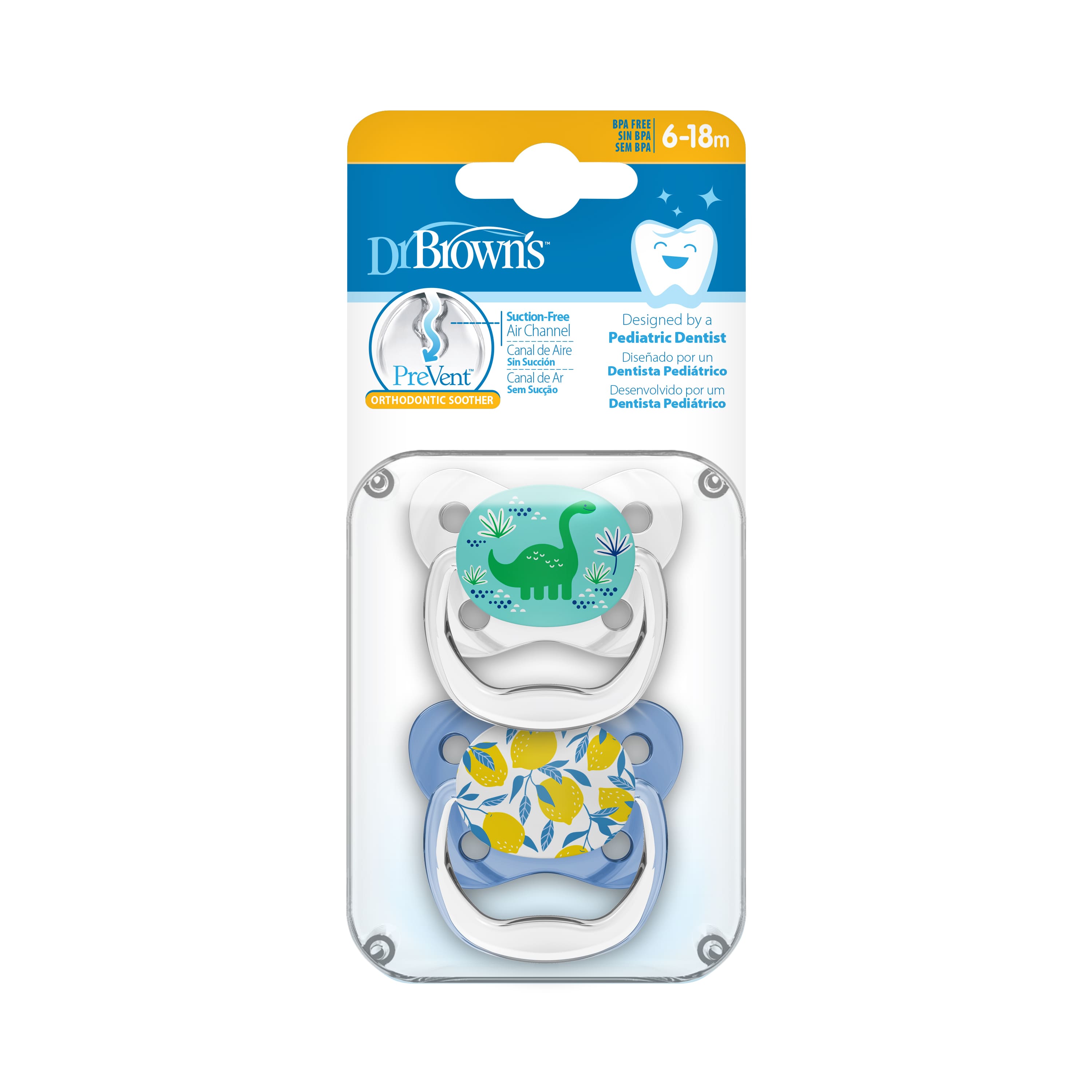 Bộ 2 ty ngậm Prevent Dr.Browns , dành cho bé từ 0-6M, 6-18M