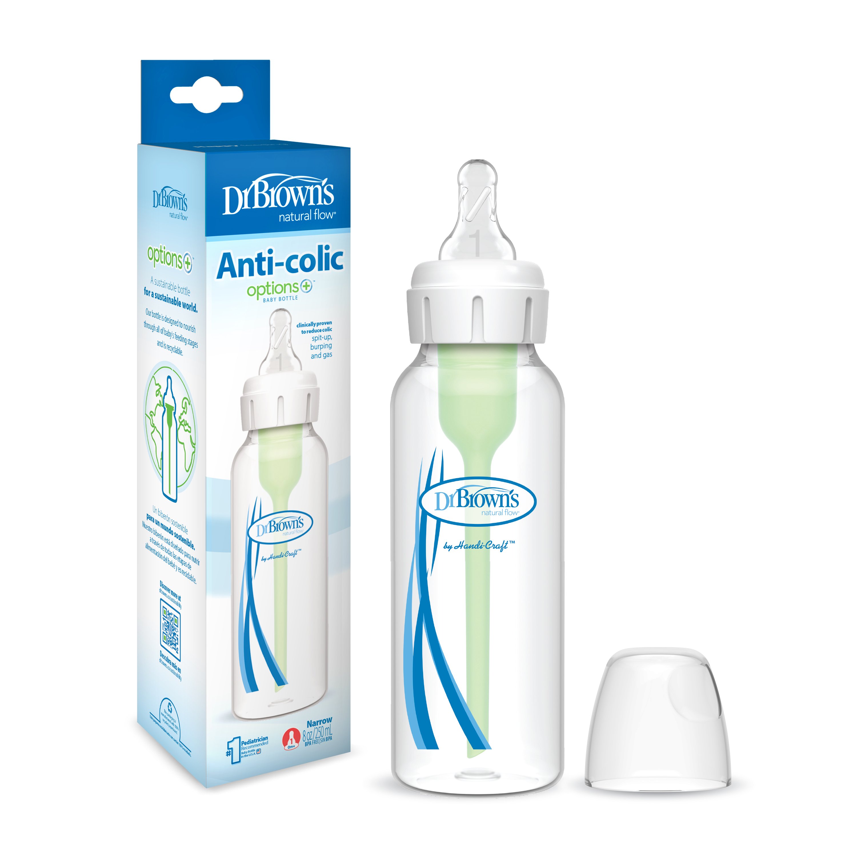 Bình sữa Dr Brown's "Option Plus" cổ thường 60ml PP - Mã hàng SB2100-GBX Núm P