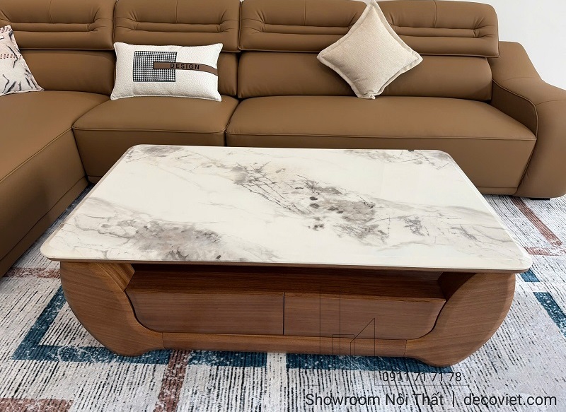 bàn sofa mặt đá chân gỗ đẹp