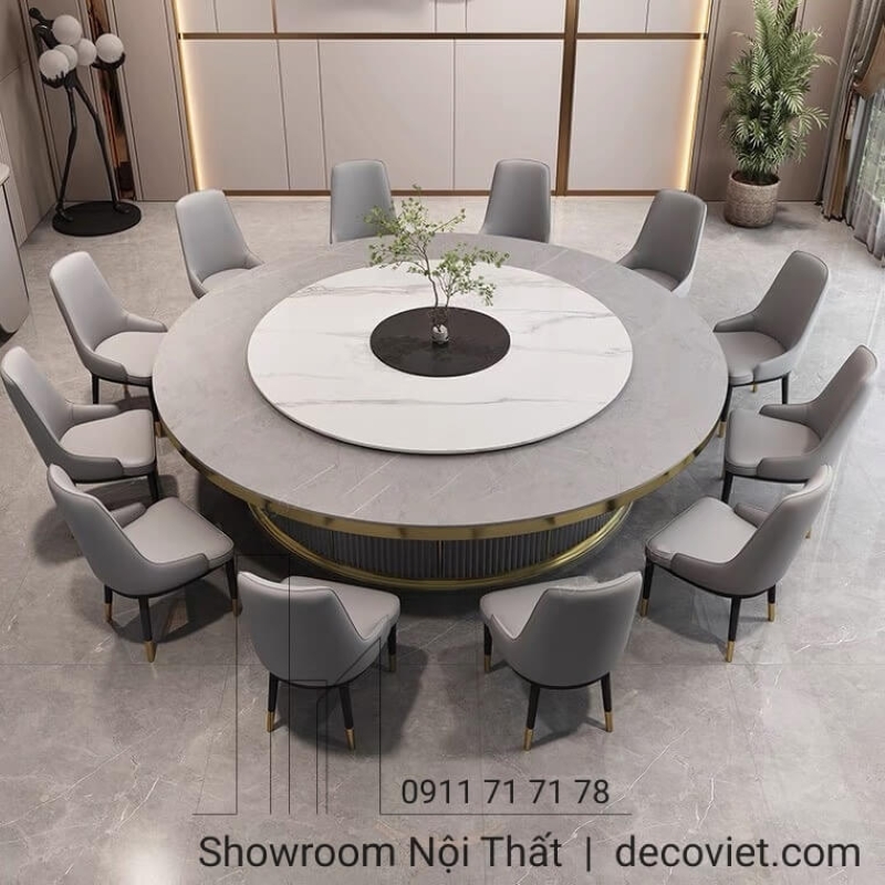 bàn xoay tròn lớn 12 ghế thiết kế hiện đại