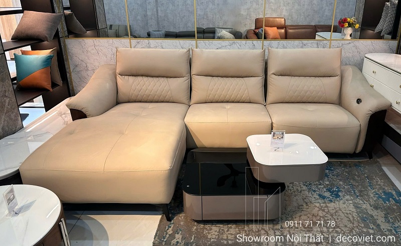 ghế sofa bọc da cao cấp thiết kế nút chỉnh điện thông minh 