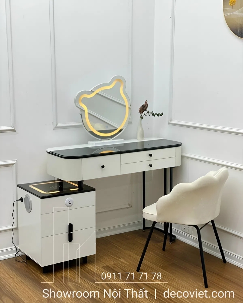 bàn phấn thông minh thiết kế bàn nhiều hộc đựng đồ, tích hợp loa tiện lợi