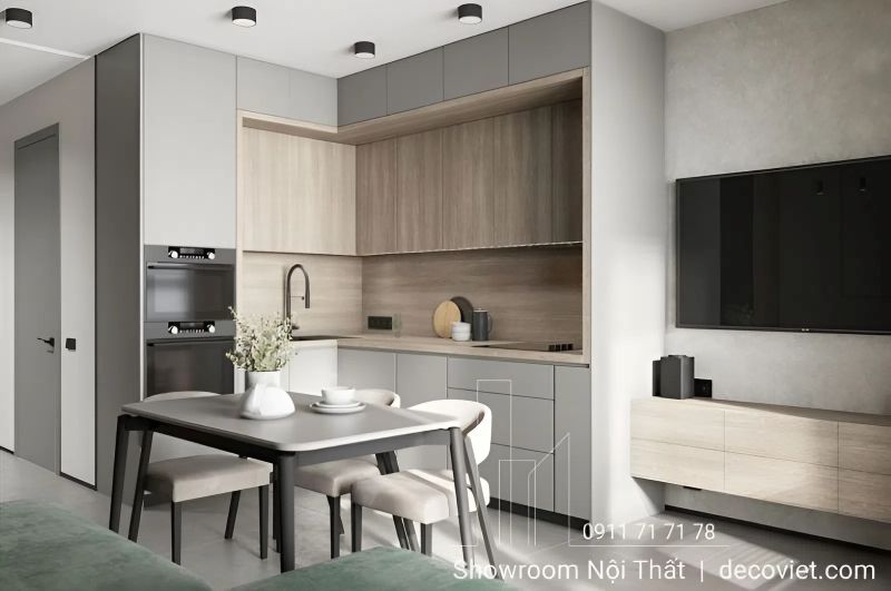 Tủ gỗ công nghiệp thiết kế hiện đại phù hợp với căn hộ, chung cư 
