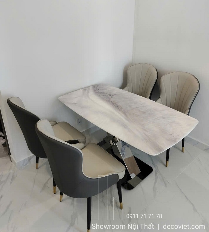 Bàn ăn nhỏ gọn 4 ghế mặt đá tự nhiên cao cấp