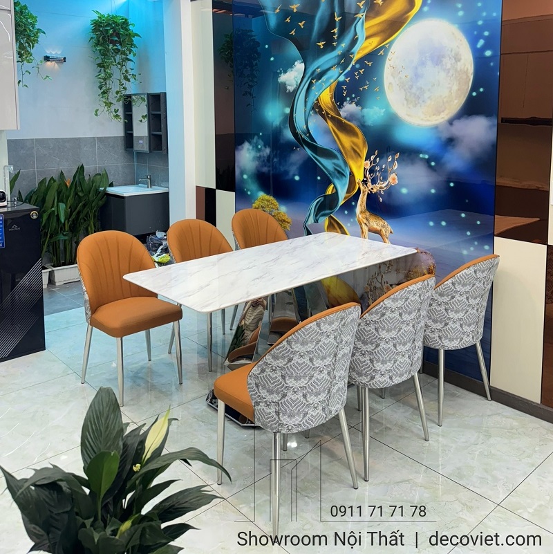 Bàn Ăn 6 Ghế Mặt Đá Cẩm Thạch 2788S