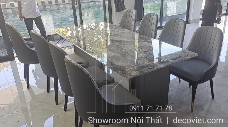 Bàn ăn 8 ghế mặt đá cao cấp