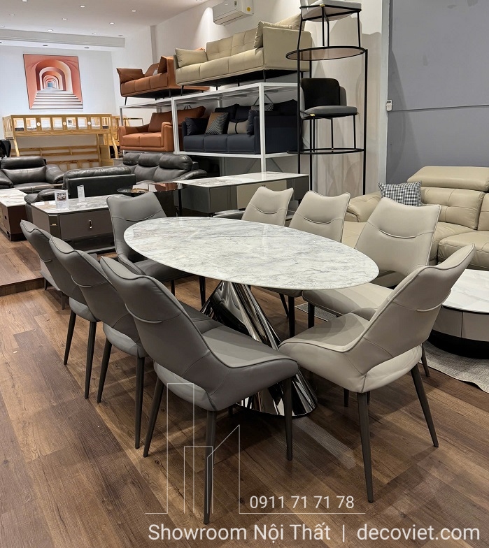 bàn ăn 8 ghế mặt đá marble