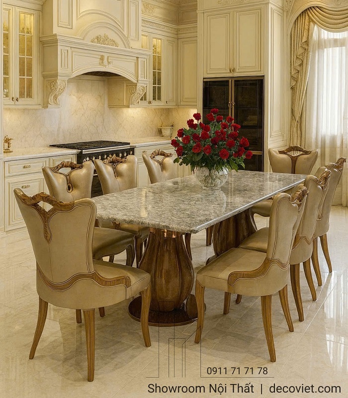 Bàn Ăn 8 Ghế Tân Cổ Điển 2811S