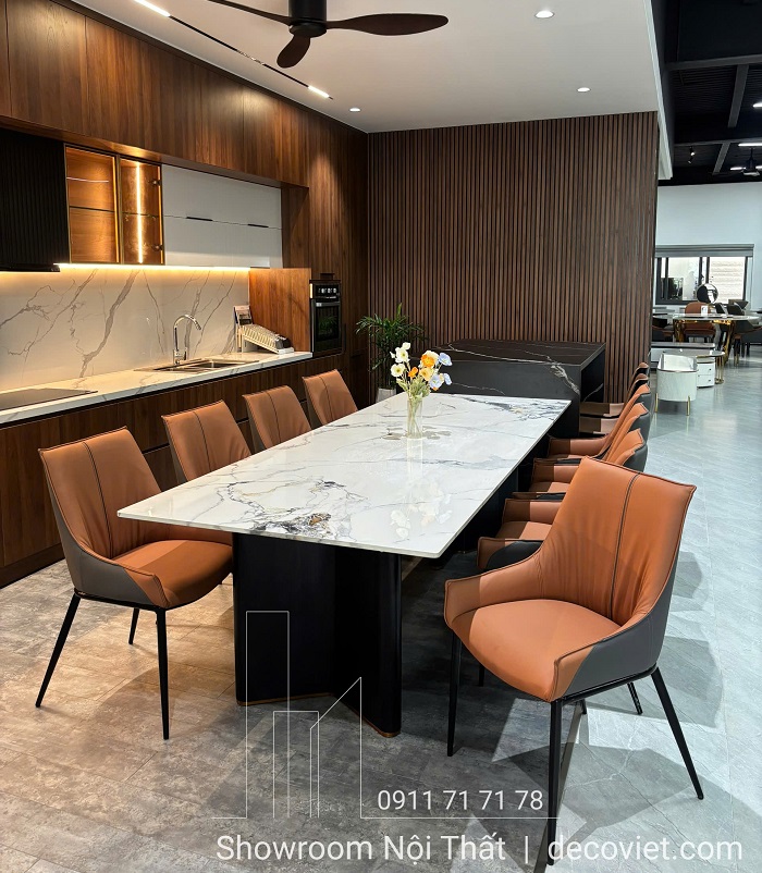 Mẫu bàn ăn 8 ghế mặt đá 2m6, thiết kế tinh tế và bền đẹp.