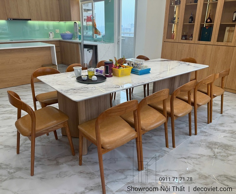 Bàn Ăn Mặt Đá Chân Gỗ 2889S