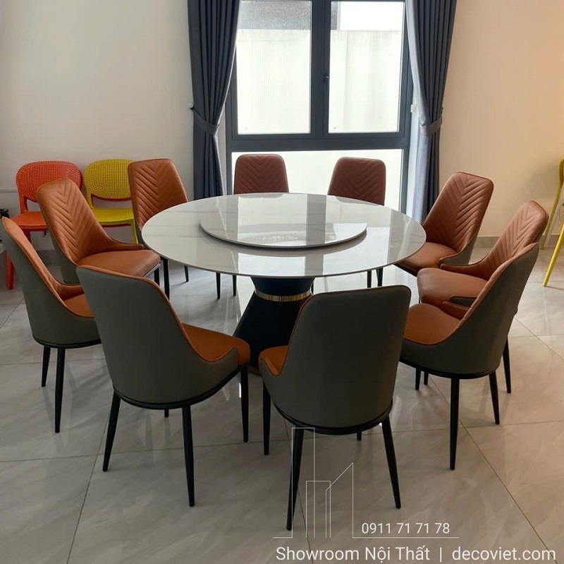 Bàn ăn tròn mâm xoay cao cấp 10 ghế