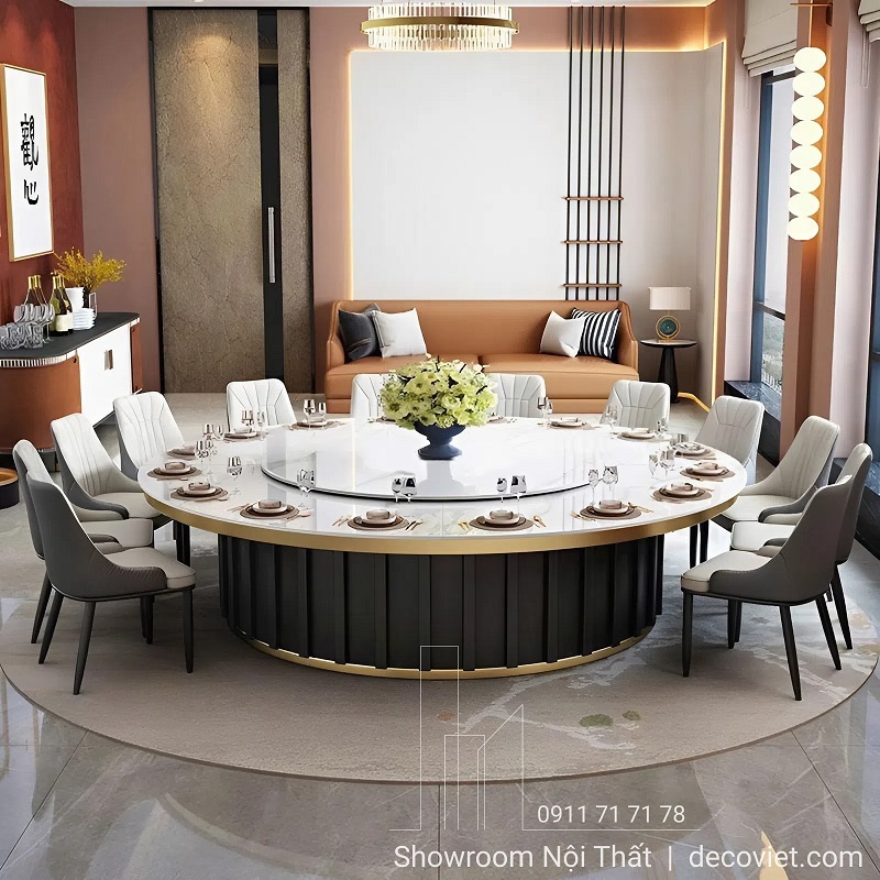 Bàn Ăn Tròn Mặt Đá 12 Ghế 2770S