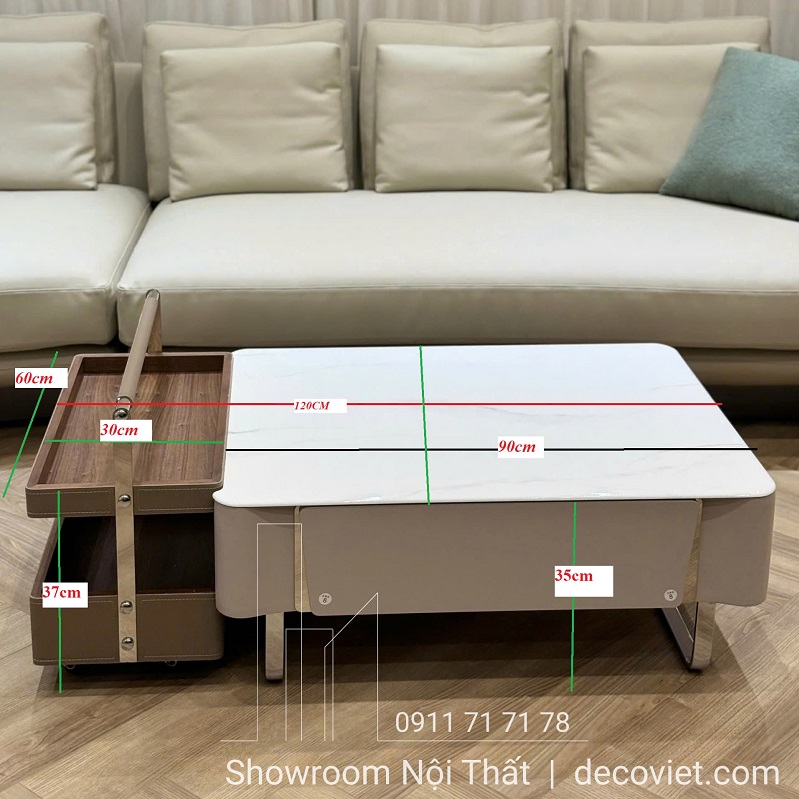kích thước bàn trà mặt đá