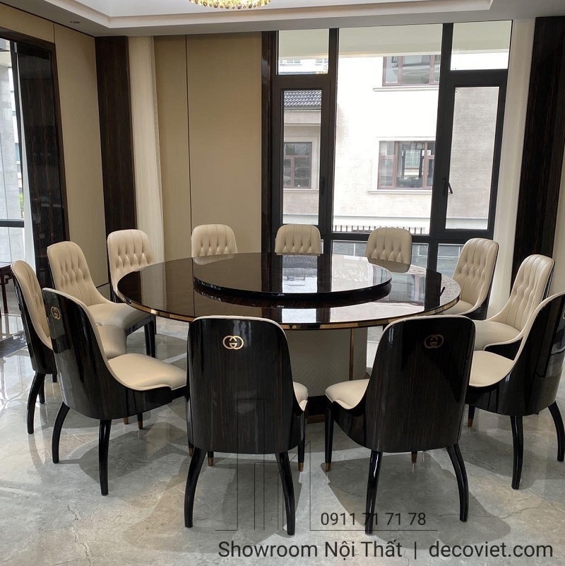 Bàn Tròn Xoay 12 Ghế Mặt Đá 1905S