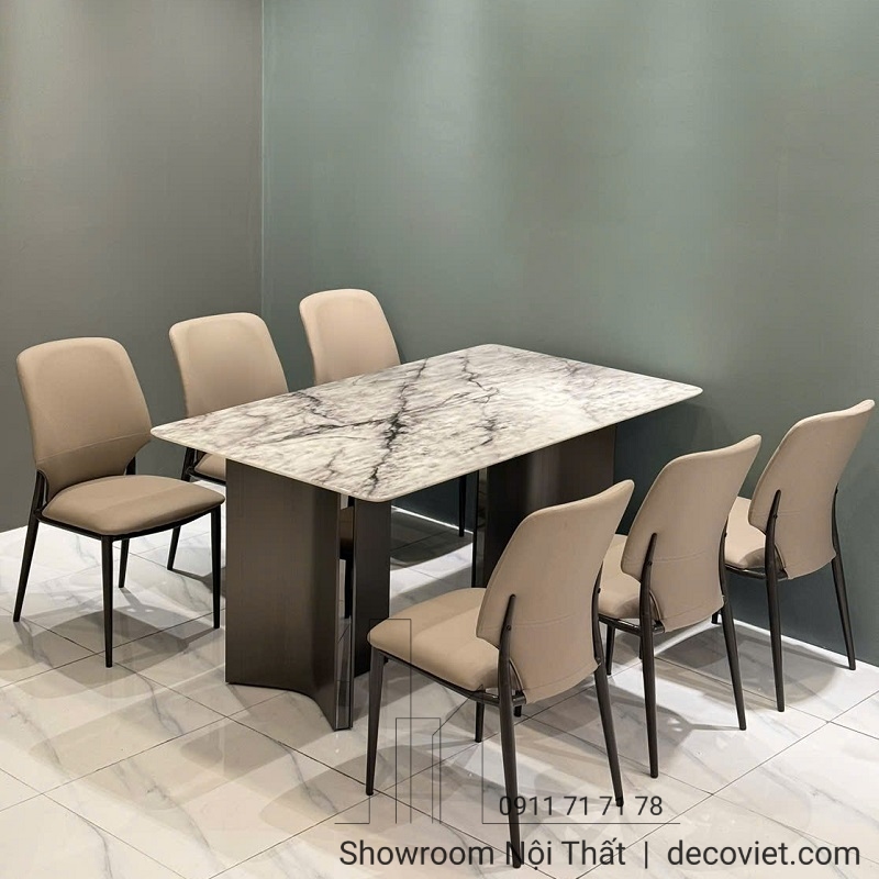 Bộ Bàn Ăn 6 Ghế Mặt Đá Giá Rẻ 2639S