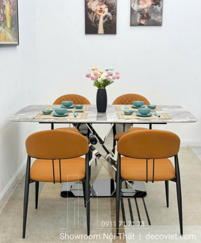 mẫu bàn ăn mặt đá 4 ghế