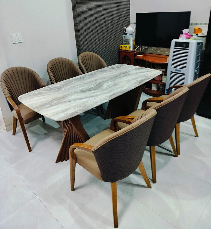 Bàn Ăn Mặt Đá Chân Gỗ Chất Lượng 1665S