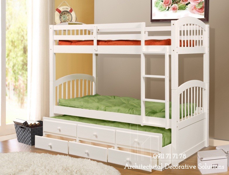Giường Tầng Gỗ Giá Rẻ 408T – Trắng