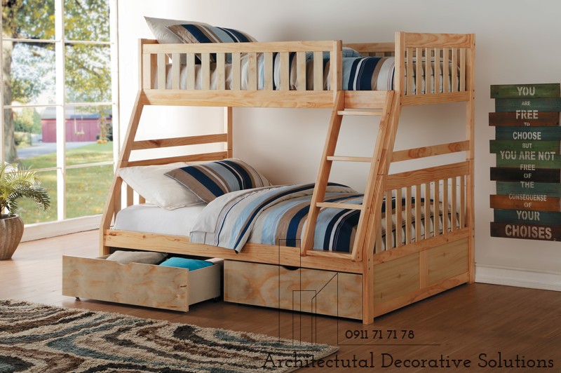 Giường Hai Tầng Đẹp 416T – Vàng Gỗ