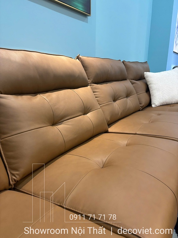 sofa phòng khách da bò thật