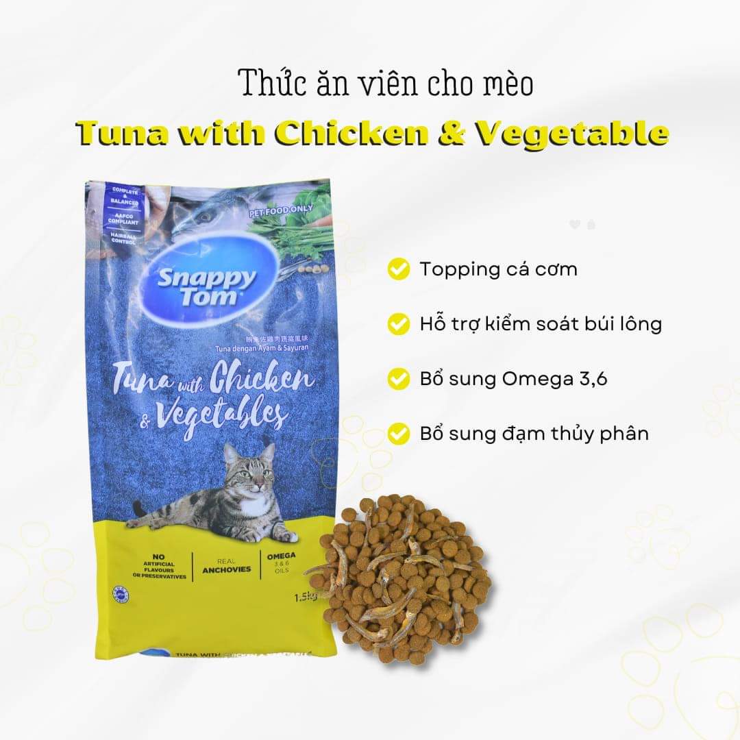 Thức Ăn Hạt Cao Cấp Cho Mèo Snappytom 8kg ( hàng mẫu mới về )