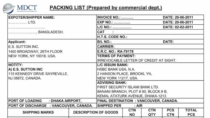 Cách lập Packing List