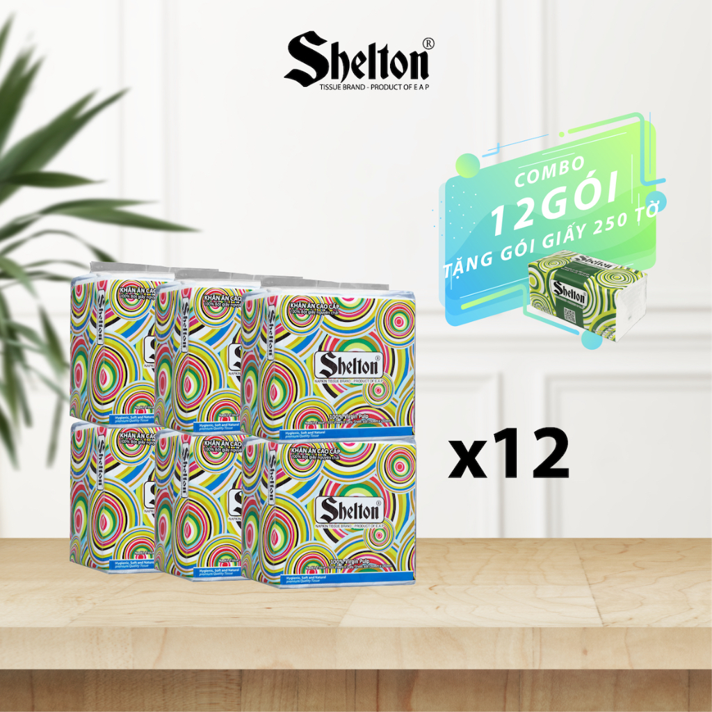 Khăn Napkin Shelton Hoa văn tròn 100 tờ khổ 330 x 330