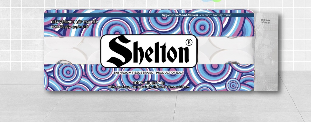 Giấy vệ sinh Shelton Hoa văn tròn dây 10 cuộn 3 lớp có lõi