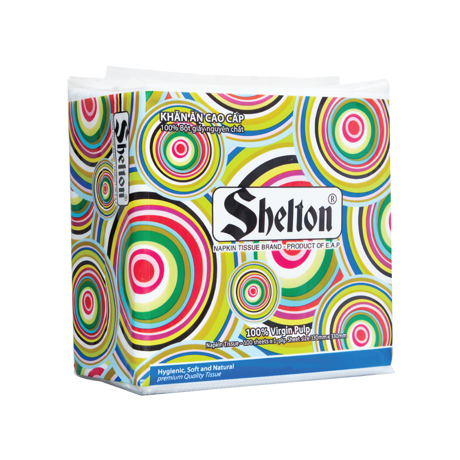 Khăn Napkin Shelton Hoa văn tròn 100 tờ khổ 330 x 330