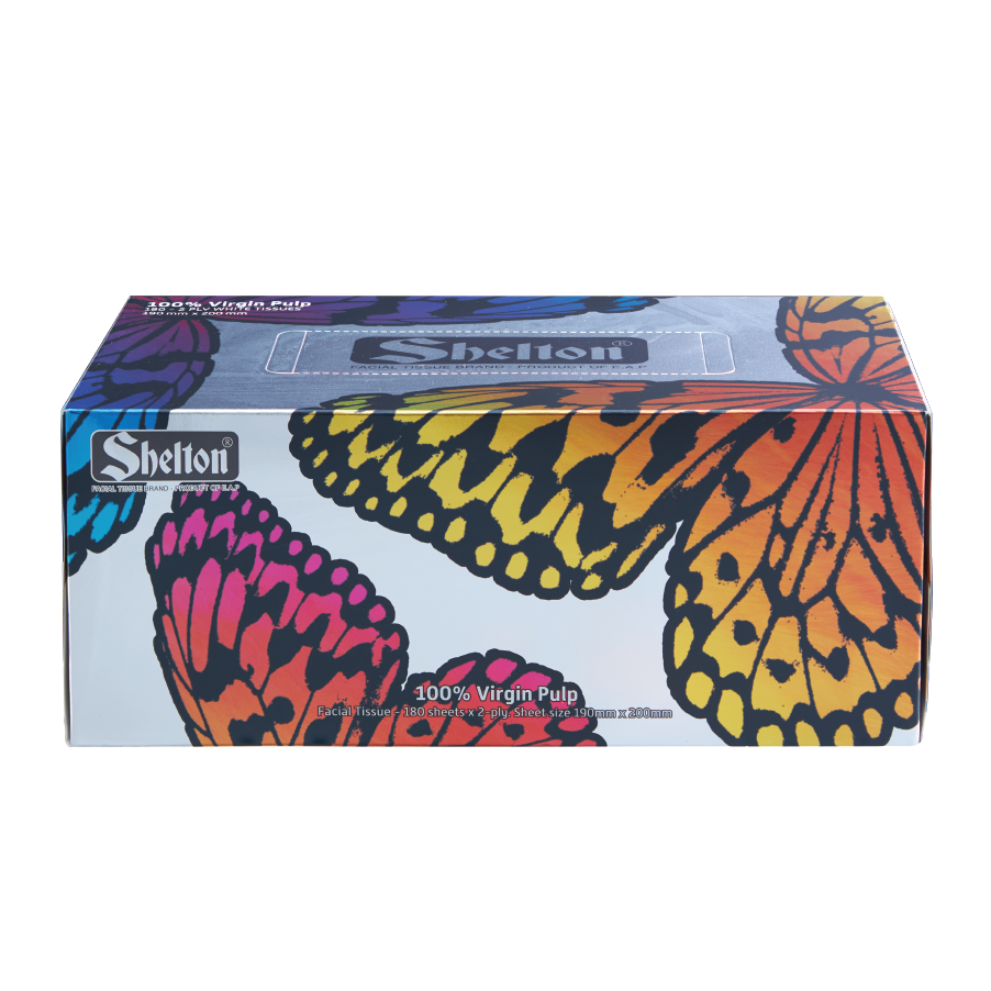 Khăn hộp Shelton Cánh bướm bạc 180 tờ x 2 lớp