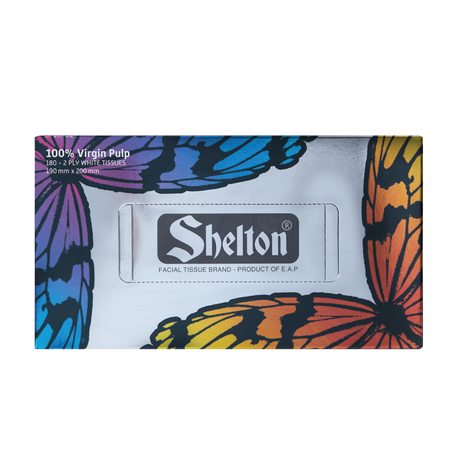 Khăn hộp Shelton Cánh bướm bạc 180 tờ x 2 lớp