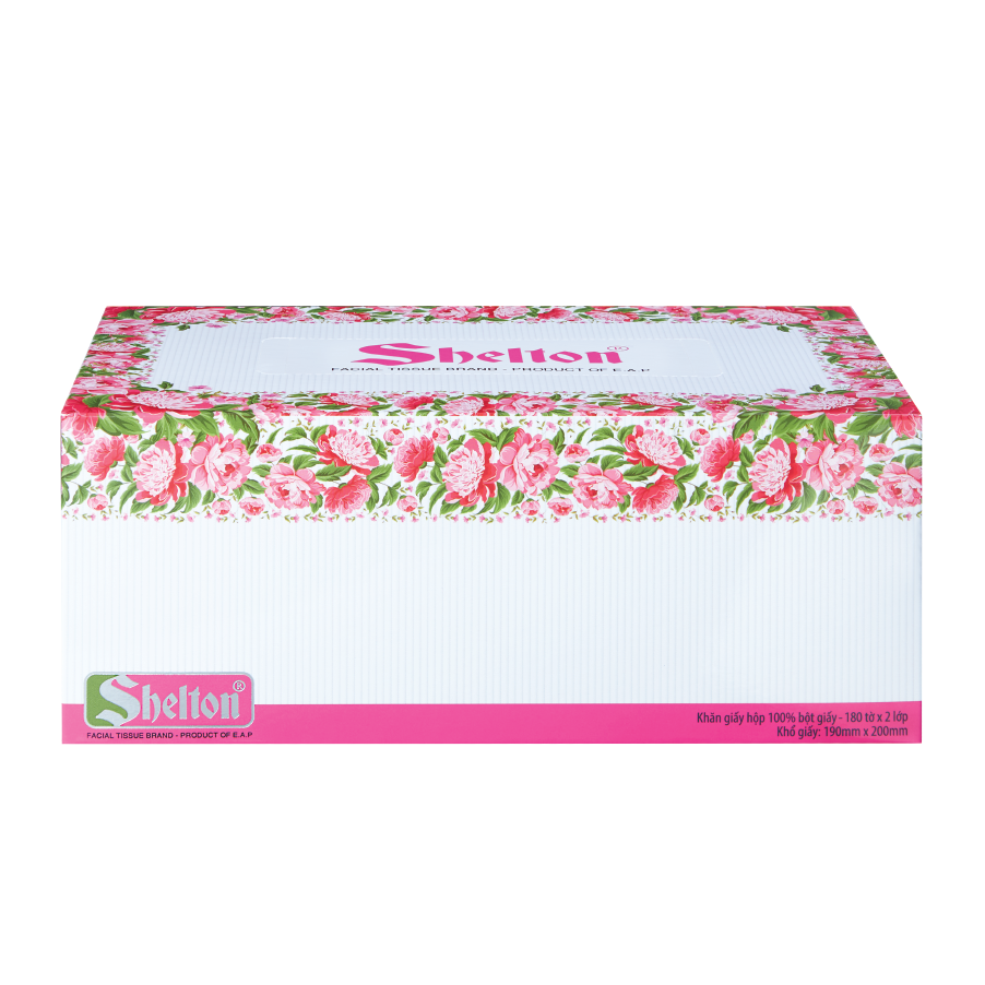 Khăn hộp Shelton Hồng đỏ 180 tờ x 2 lớp