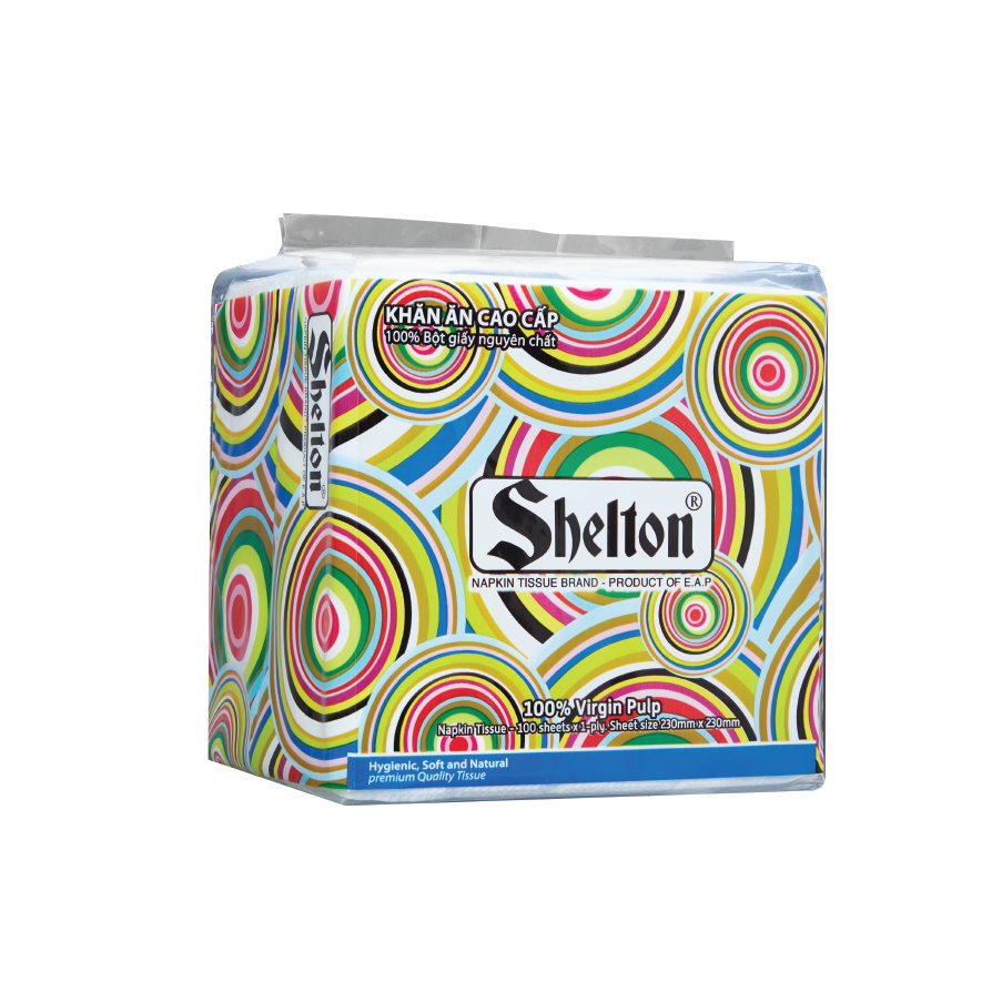 Khăn Napkin Shelton Hoa văn tròn 100 tờ khổ 230 x 230