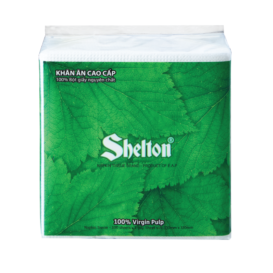 Khăn Napkin Shelton Lá xanh 100 tờ khổ 330 x 330
