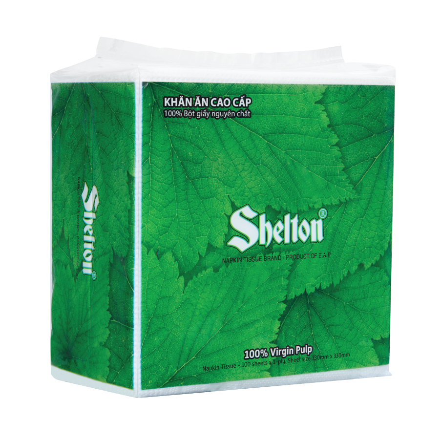 Khăn Napkin Shelton Lá xanh 100 tờ khổ 330 x 330