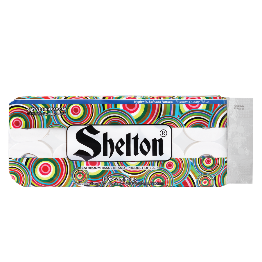 Giấy vệ sinh Shelton dây 10 cuộn có lõi x 2 lớp
