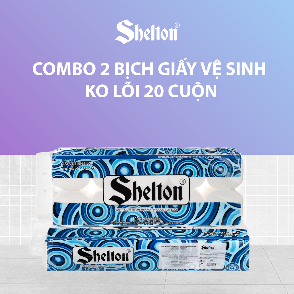 Giấy vệ sinh Shelton Hoa văn tròn dây 10 cuộn x 3 lớp không lõi